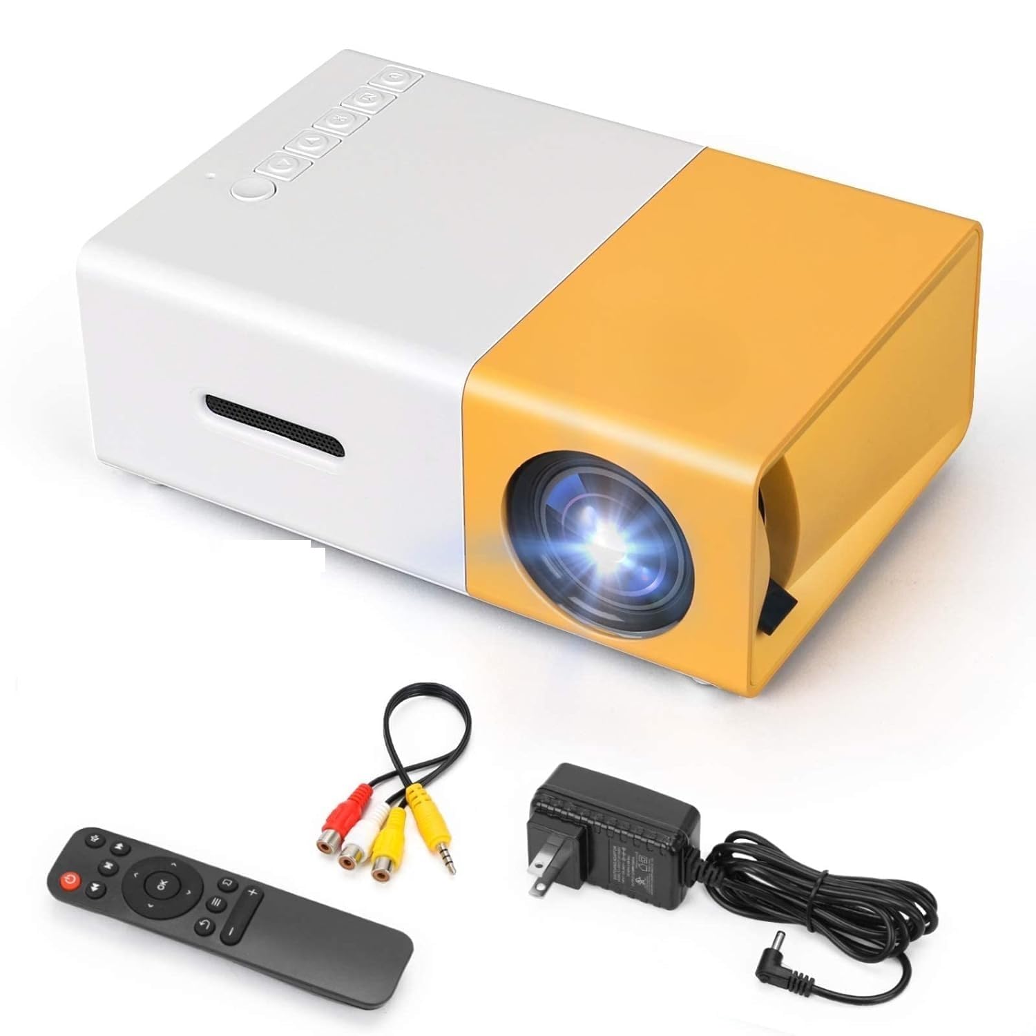Portable Mini Home Theater LED Projector with Remote Controller, Support HDMI, AV, SD, USB Interfaces (Yellow)