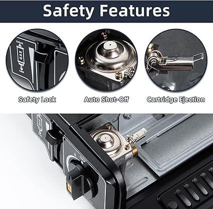 2-in-1 Camping Gas Stove, Dual Fuel Propane & Butane Portable Gas Stove for Home and Travel - Black