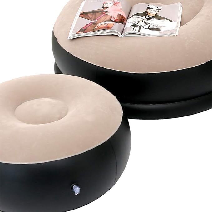 Inflatable Lounge Chair with Footrest | Foldable Air Sofa Bed with Electric Pump | Portable Indoor-Outdoor Lazy Couch