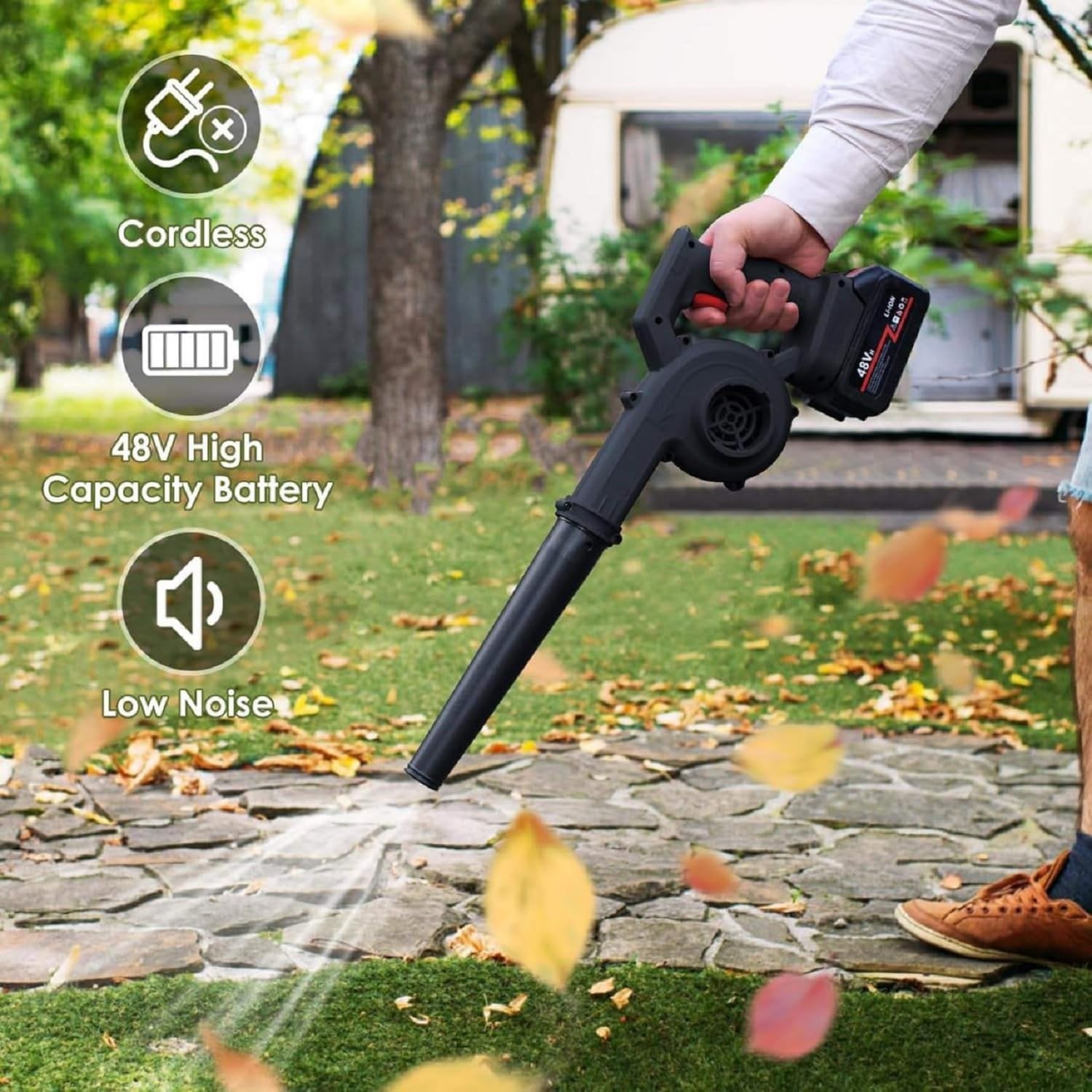Cordless Blower | Rechargeable & Portable | Powerful Suction & Strong Airflow for Lawn, Home, Car, and Garden