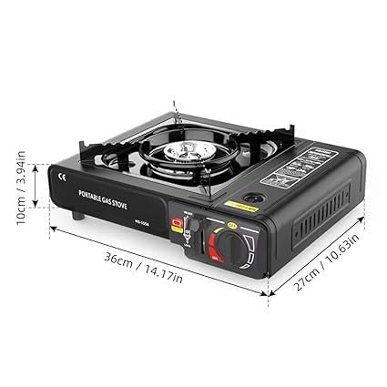 2-in-1 Camping Gas Stove, Dual Fuel Propane & Butane Portable Gas Stove for Home and Travel - Black