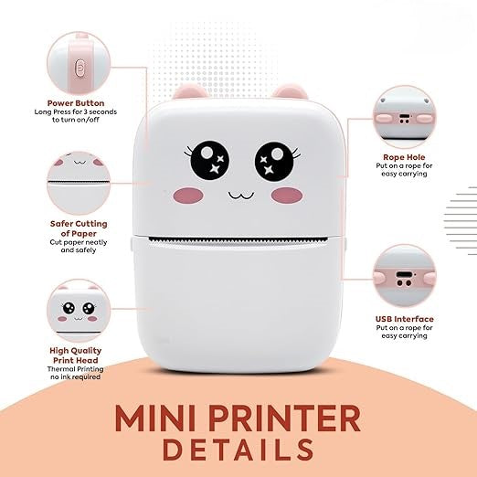 Mini Bluetooth Printer for Kids JVCOM