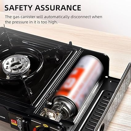 2-in-1 Camping Gas Stove, Dual Fuel Propane & Butane Portable Gas Stove for Home and Travel - Black