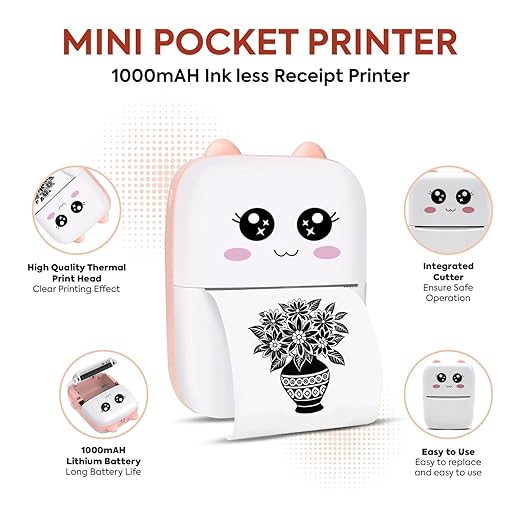 Mini Bluetooth Printer for Kids JVCOM