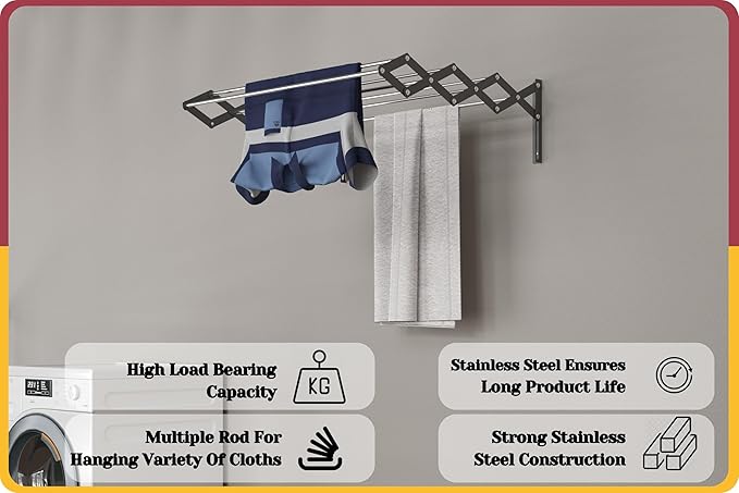 Stainless Steel Foldable Wall Mounted/Mounting Clothes Drying Stand for wall SZ-1030