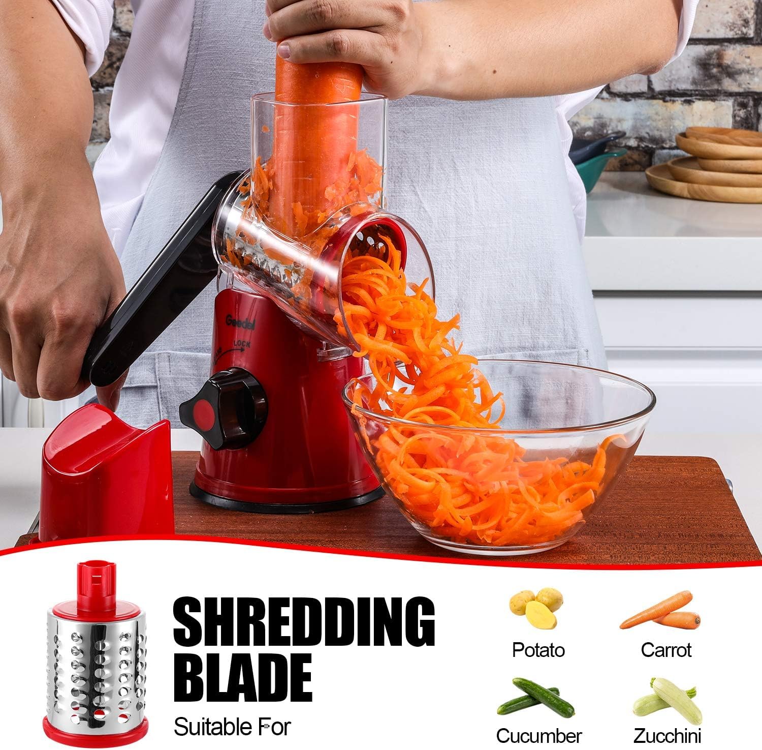 Table Top Drum Grater – Manual Rotary Cheese and Vegetable Shredder, Multi-Function Hand Crank Kitchen Grater, Efficient and Compact Stainless Steel Food Grater for Home Use