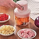 Portable USB Rechargeable Electric Chopper (250 ml) - for Fruit, Vegetable, Onion, Garlic - Food Cutter, Speedy Chopper, Mini Slicer, Food Processor(SZ-190)