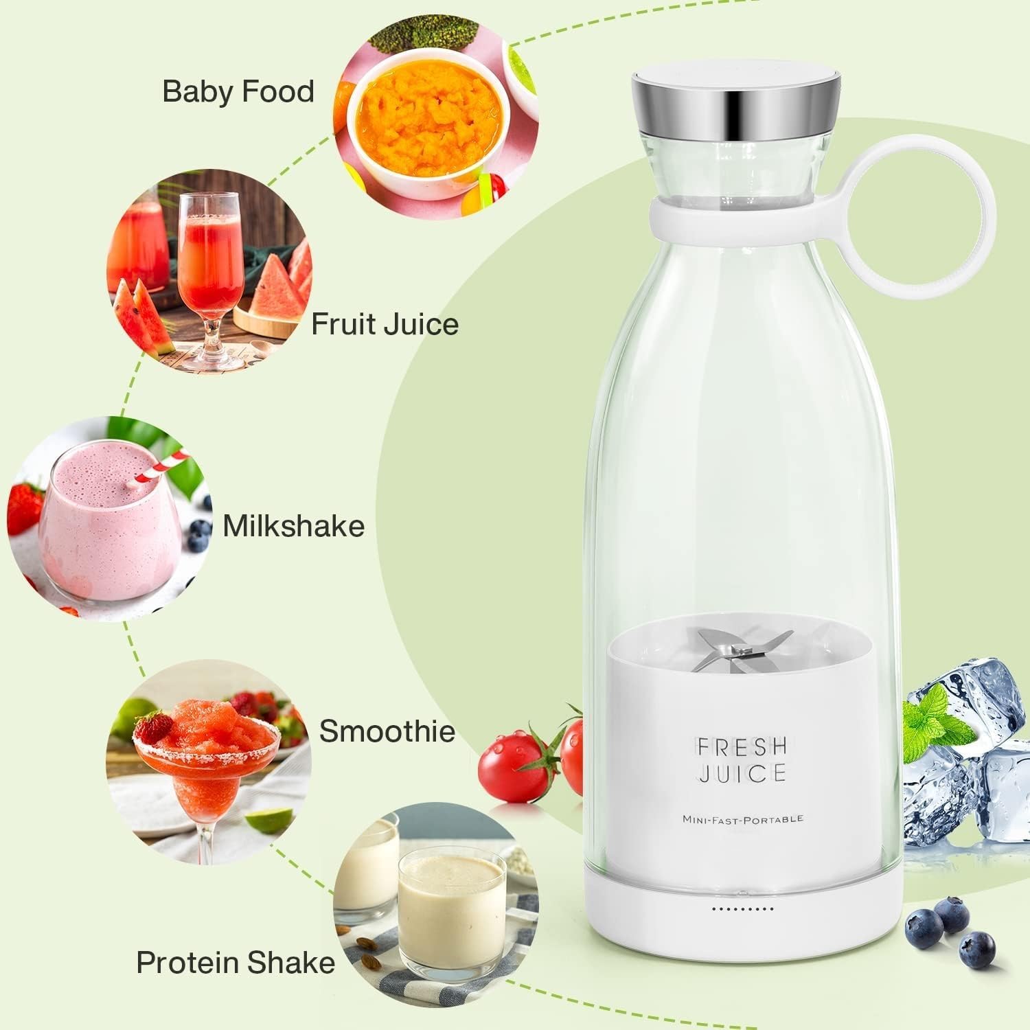 Portable Personal Blenders Fruits Mixer Rechargeable Mini USB Juicer and Grinder Electric Bottle Juicer (SZ-254)