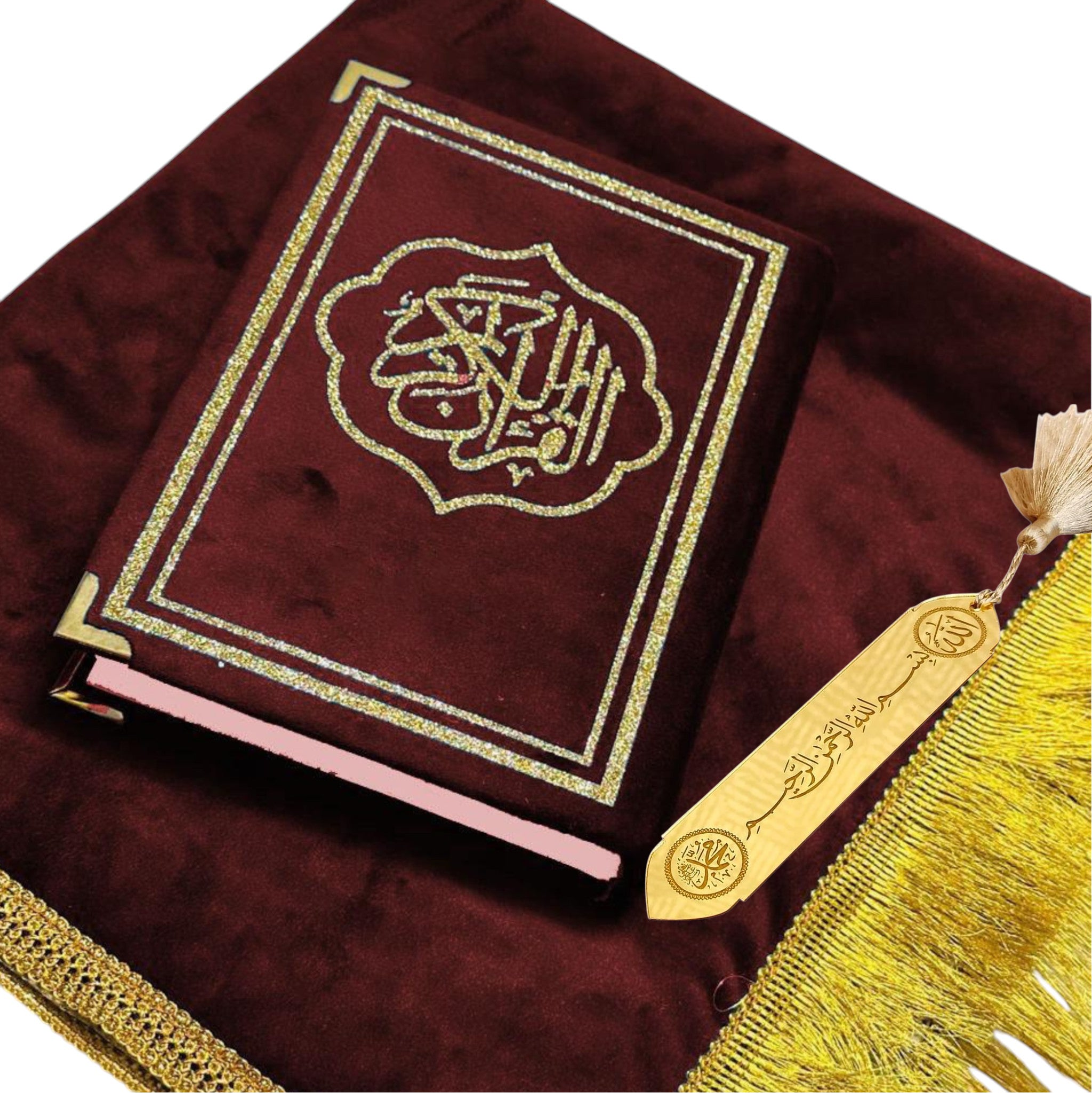 Qur’an and Prayer mat with Acrylic Bookmark