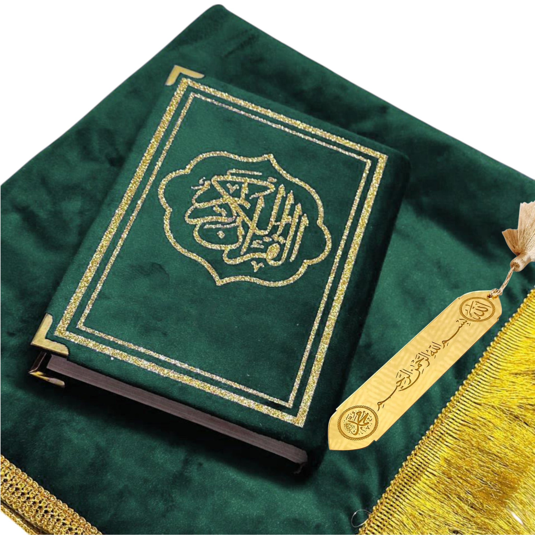 Qur’an and Prayer mat with Acrylic Bookmark
