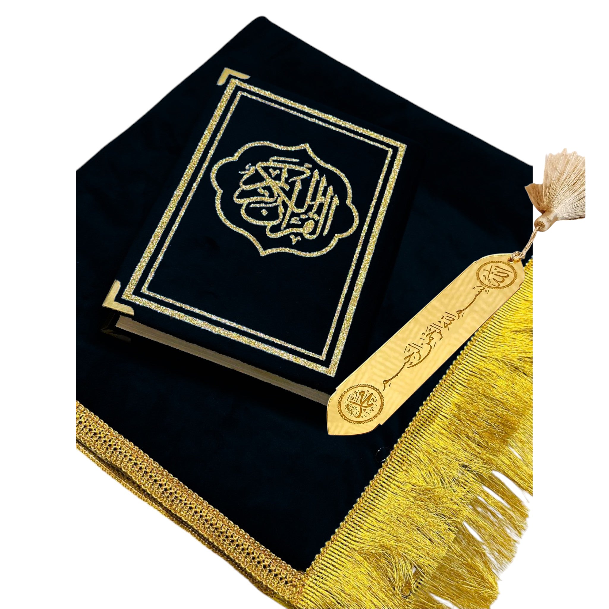 Qur’an and Prayer mat with Acrylic Bookmark