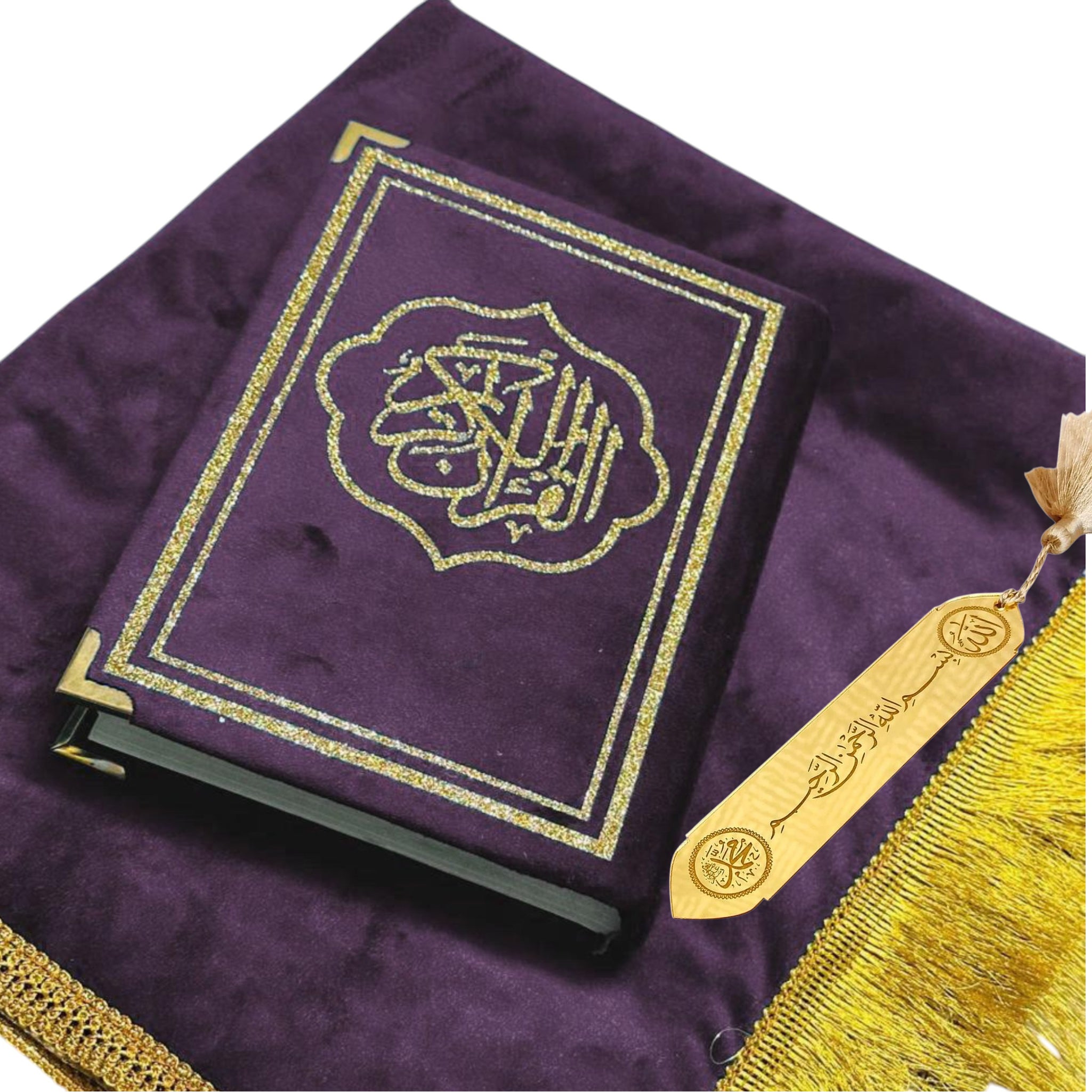 Qur’an and Prayer mat with Acrylic Bookmark