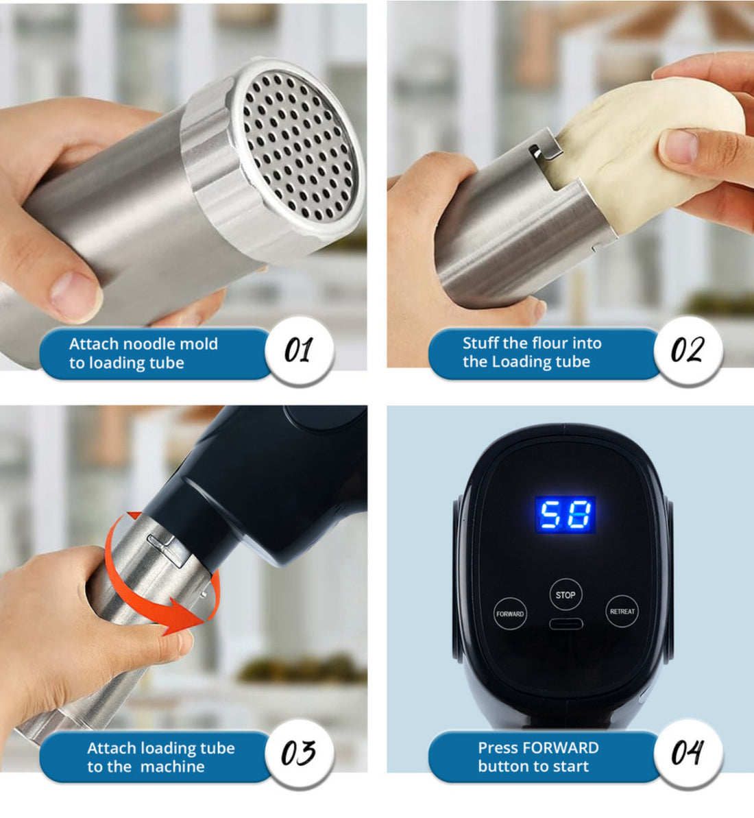 iBELL Electric Noodle Maker, Idiyappam Maker, 6 molds,2000 mAH, 50 Times,Cordless Spaghetti and Pasta Maker