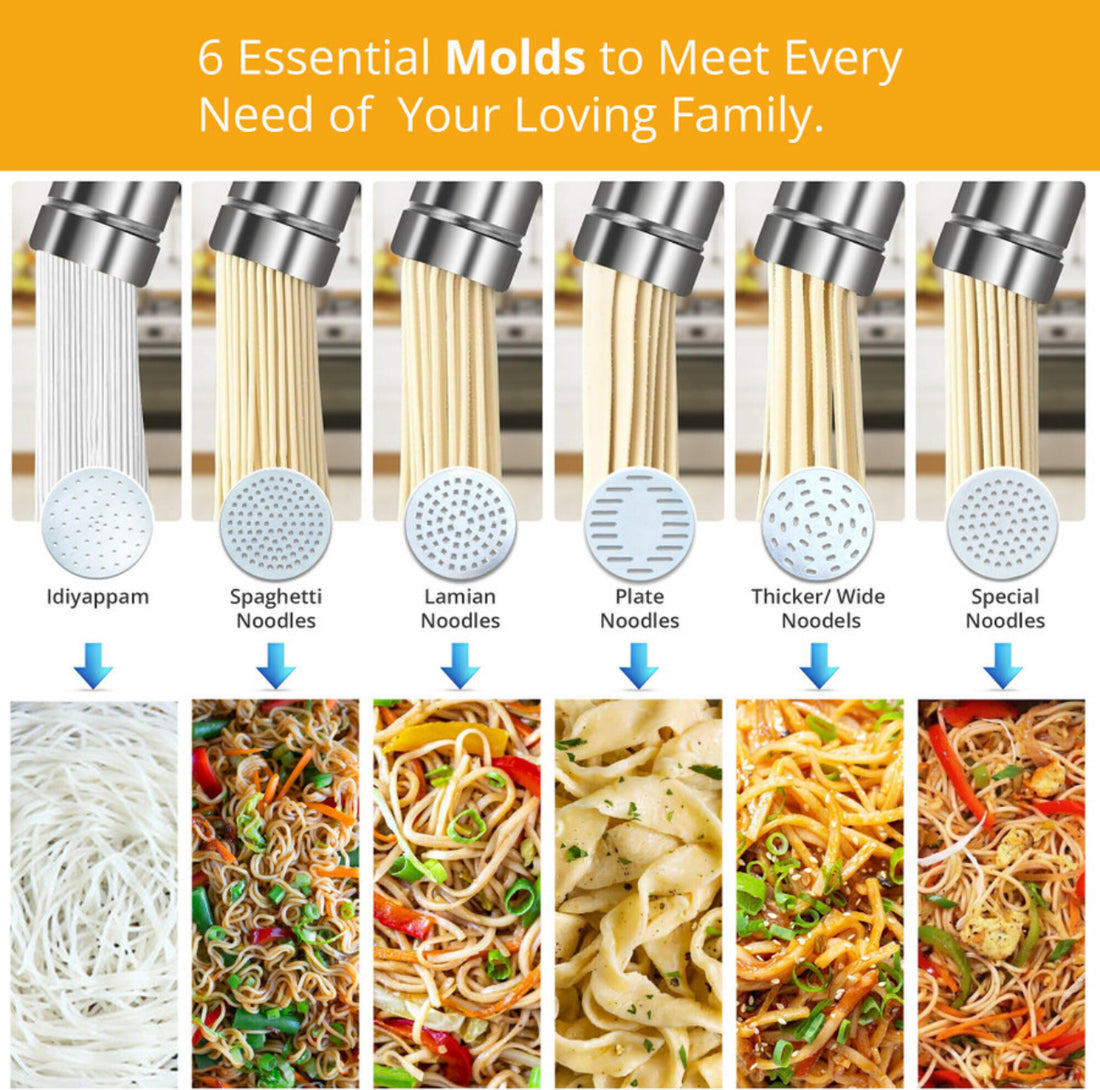 iBELL Electric Noodle Maker, Idiyappam Maker, 6 molds,2000 mAH, 50 Times,Cordless Spaghetti and Pasta Maker