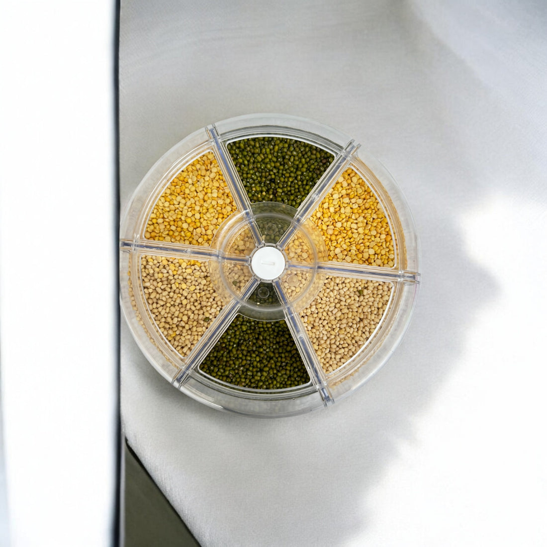 Tray Automatic Plastic 360 Degree Rotation Cereal Dry Food Rice Grain Storage Dispenser Box, with Measuring Cup, 5 kg
