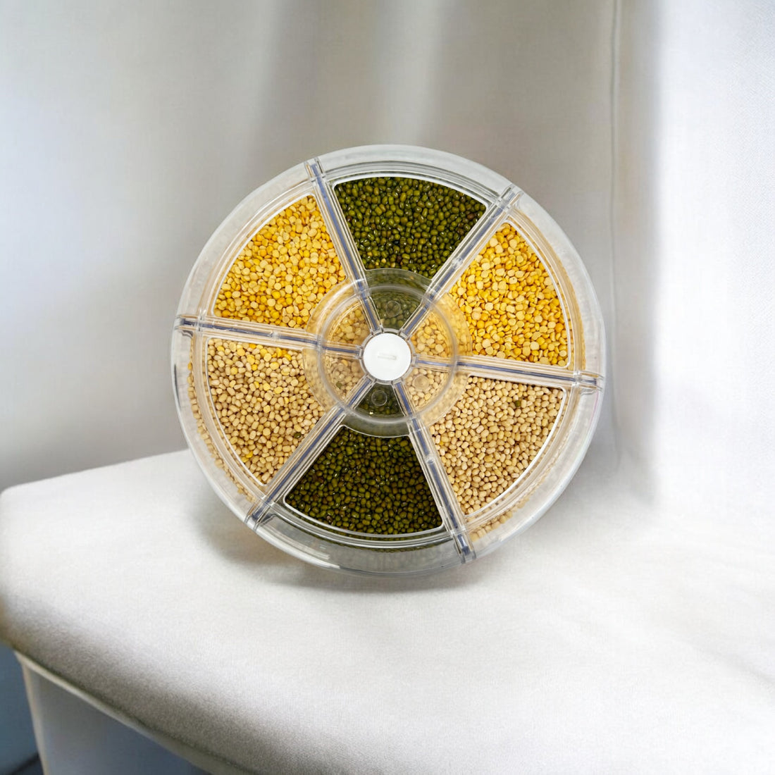 Tray Automatic Plastic 360 Degree Rotation Cereal Dry Food Rice Grain Storage Dispenser Box, with Measuring Cup, 5 kg