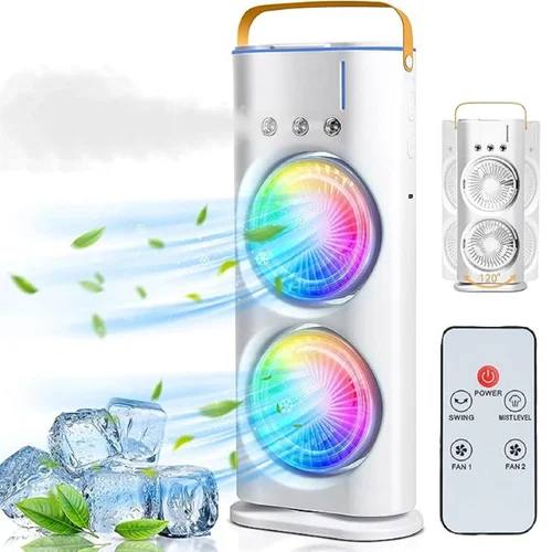 Double End Air Cooler Fan|Double End Mist Cooler Fan| Mini Air Cooler|Double Fan mIst Cooler|Air Cooler With 7 LED Lights