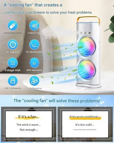 Double End Air Cooler Fan|Double End Mist Cooler Fan| Mini Air Cooler|Double Fan mIst Cooler|Air Cooler With 7 LED Lights