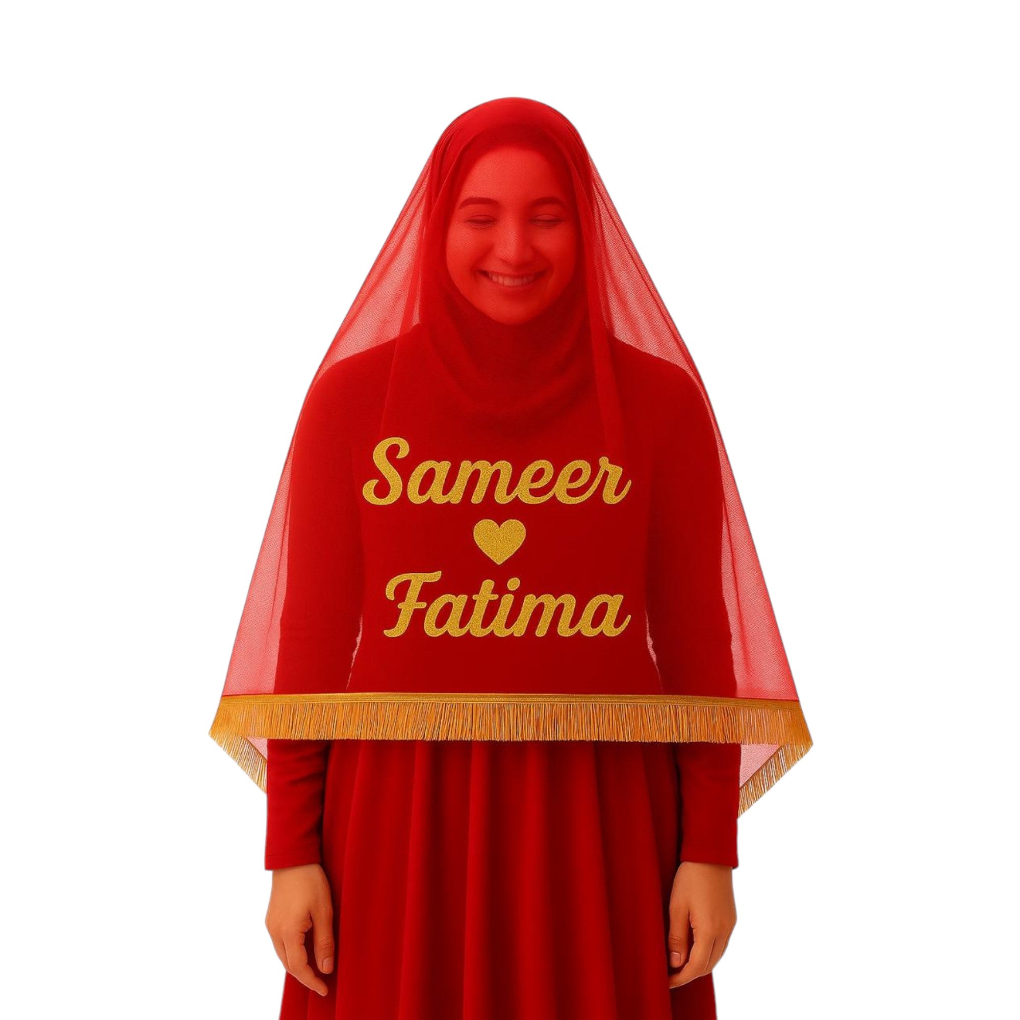 Personalized Nikkah Dupatta / Bridal Veil with Couple Name – Custom Wedding Gift for Bride