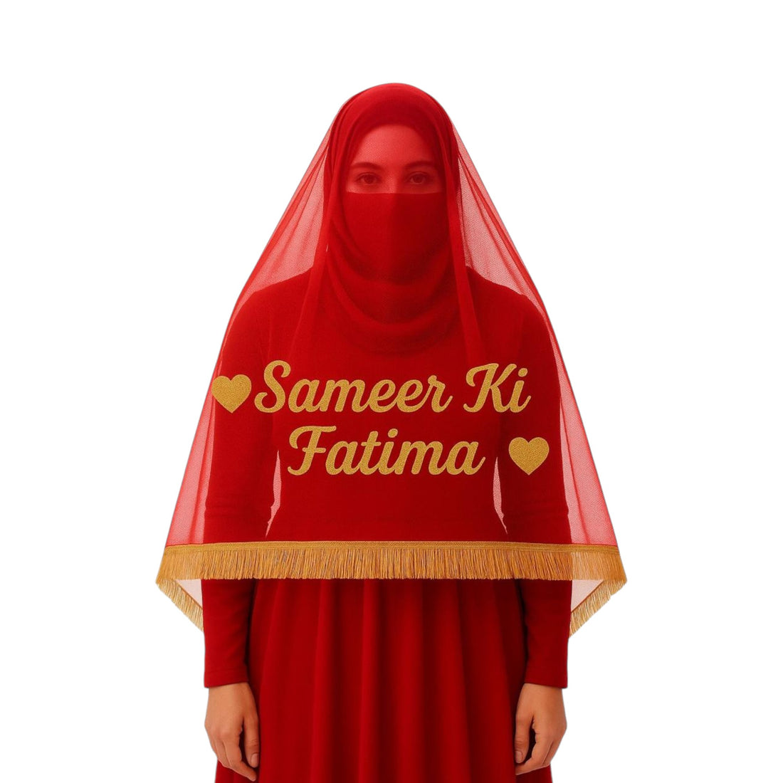 Personalized Nikkah Dupatta / Bridal Veil with Couple Name – Custom Wedding Gift for Bride