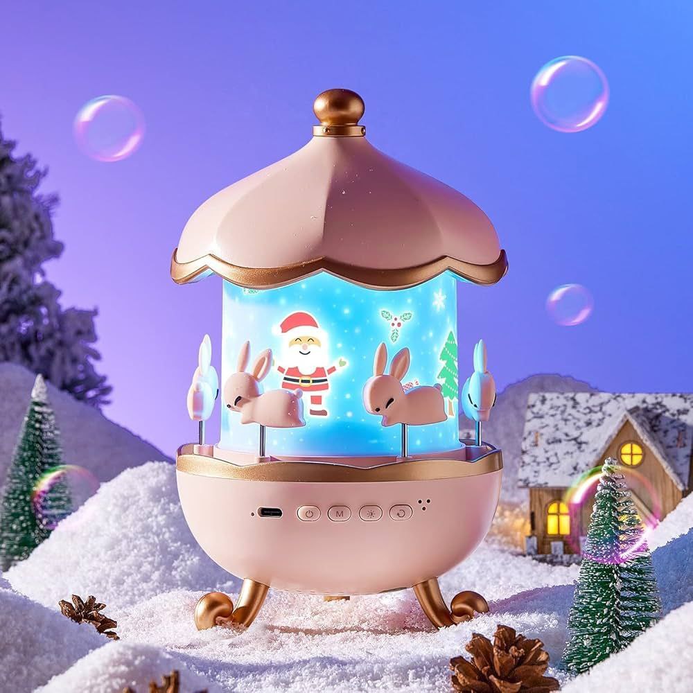 Rotating Rabbits Night Light Star Projector | Bluetooth Music Lamp for Kids Room, Birthday & Christmas Gifts