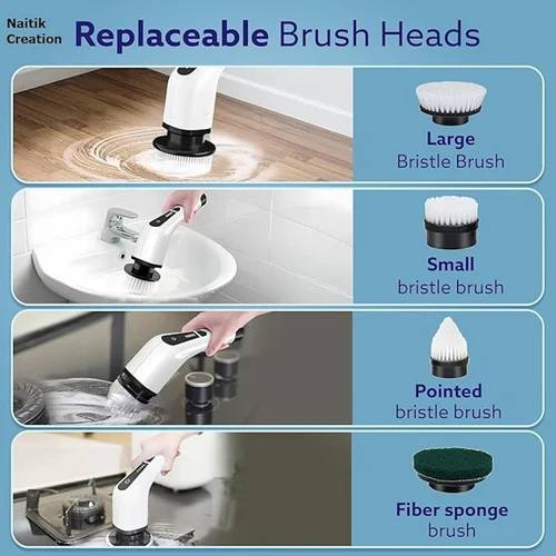 9-in-1 Cordless Electric Spin Scrubber | Rechargeable Bathroom Cleaning Brush with Dual Speeds & Extendable Handle | Multi-Surface Floor Mop & Power Scrubber