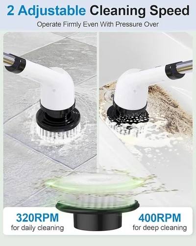 9-in-1 Cordless Electric Spin Scrubber | Rechargeable Bathroom Cleaning Brush with Dual Speeds & Extendable Handle | Multi-Surface Floor Mop & Power Scrubber