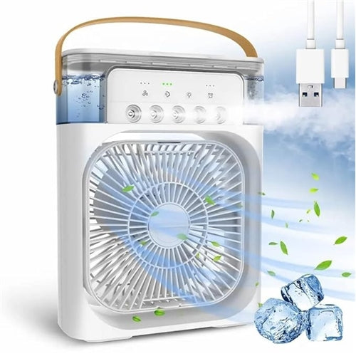 Mini Air Cooler, USB Desk Fan, Personal Evaporative Cooler with 7 Colors LED Light (SZ-919)