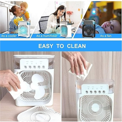 Mini Air Cooler, USB Desk Fan, Personal Evaporative Cooler with 7 Colors LED Light (SZ-919)