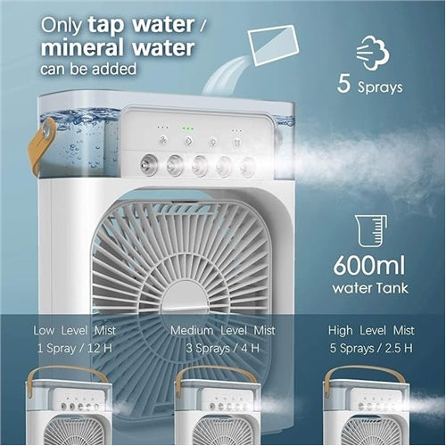 Mini Air Cooler, USB Desk Fan, Personal Evaporative Cooler with 7 Colors LED Light (SZ-919)