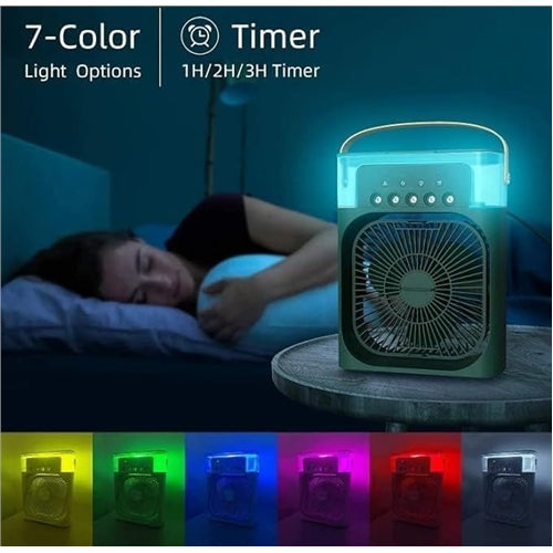 Mini Air Cooler, USB Desk Fan, Personal Evaporative Cooler with 7 Colors LED Light (SZ-919)