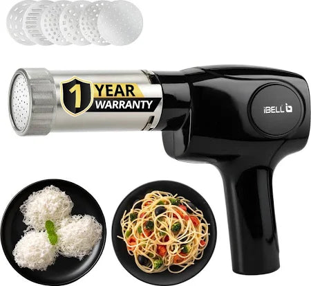 iBELL Electric Noodle Maker, Idiyappam Maker, 5 molds,2000 mAH, 50 Times,Cordless Spaghetti and Pasta Maker